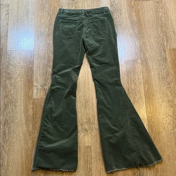 Saints & Hearts Green Extreme Flare Corduroy Pants Large L Distressed Hem EUC - Picture 6 of 13